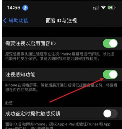 新青苹果14维修网点分享iPhone14注视感知功能有什么用 